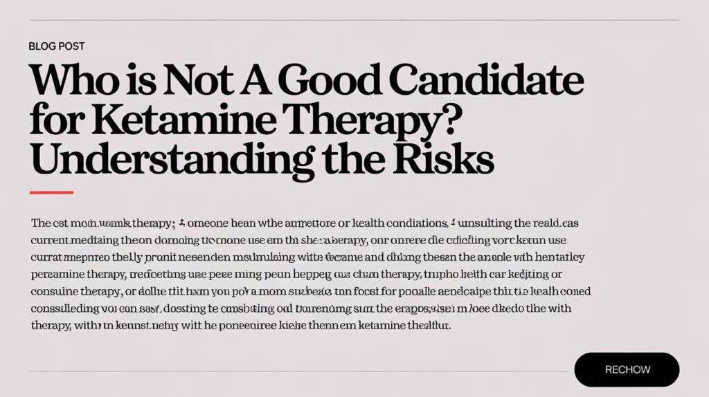 who is not a good candidate for ketamine therapy​
