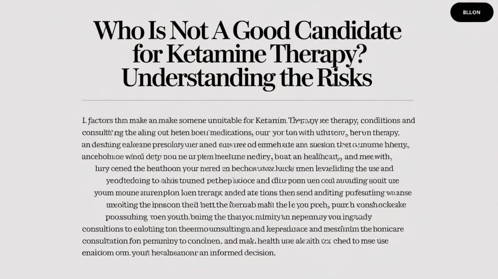 who is not a good candidate for ketamine therapy​
